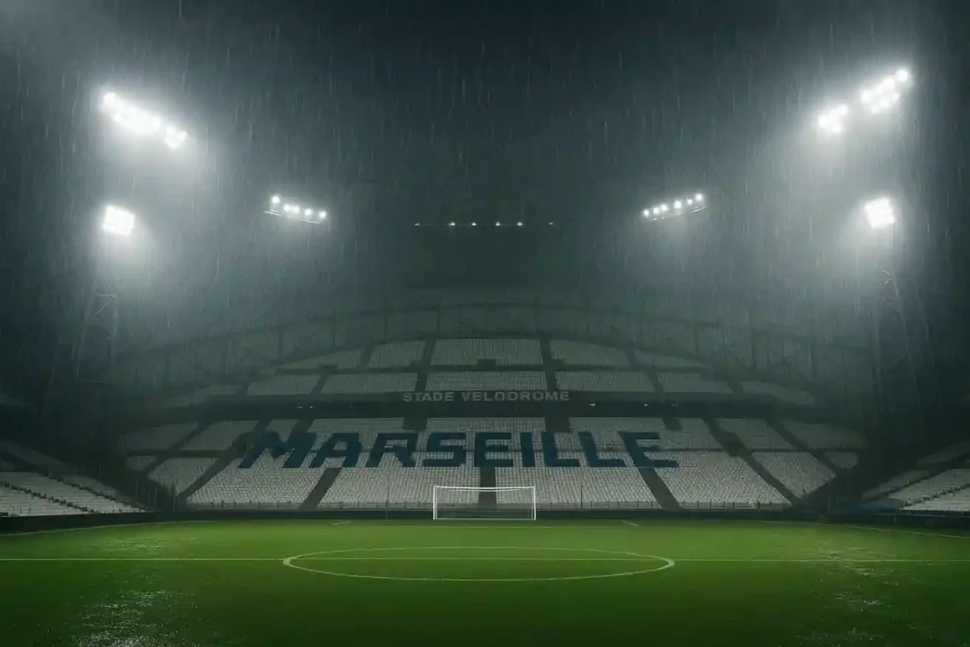 Marseille_vs_PSG_2025_Postponed Verschobenes Spiel Marseille gegen Paris Saint-Germain 2025 aufgrund von schlechtem Wetter.