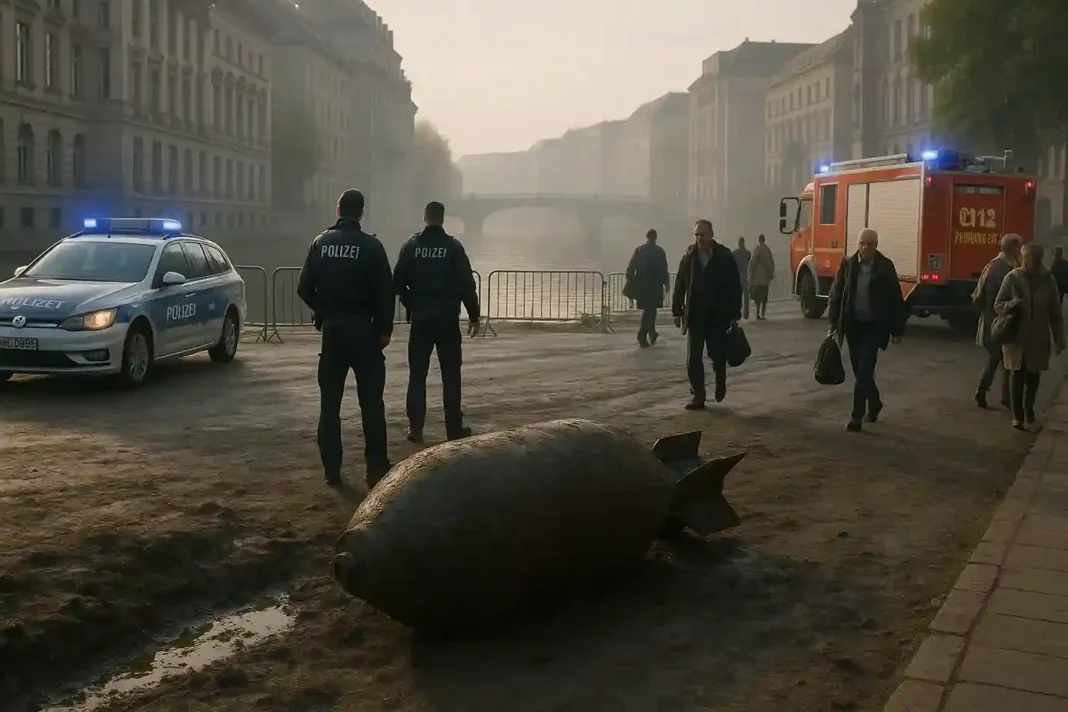 Evakuierung und Bombenentschärfung in Spandau, Berlin 2025 – Einsatzkräfte sichern die Umgebung