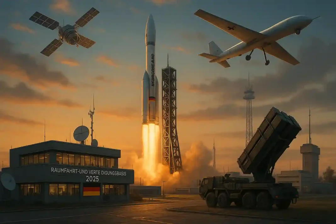 Deutschland Raumfahrt- und Verteidigungsbasis 2025 mit Satelliten, Drohnen und Raketensystemen