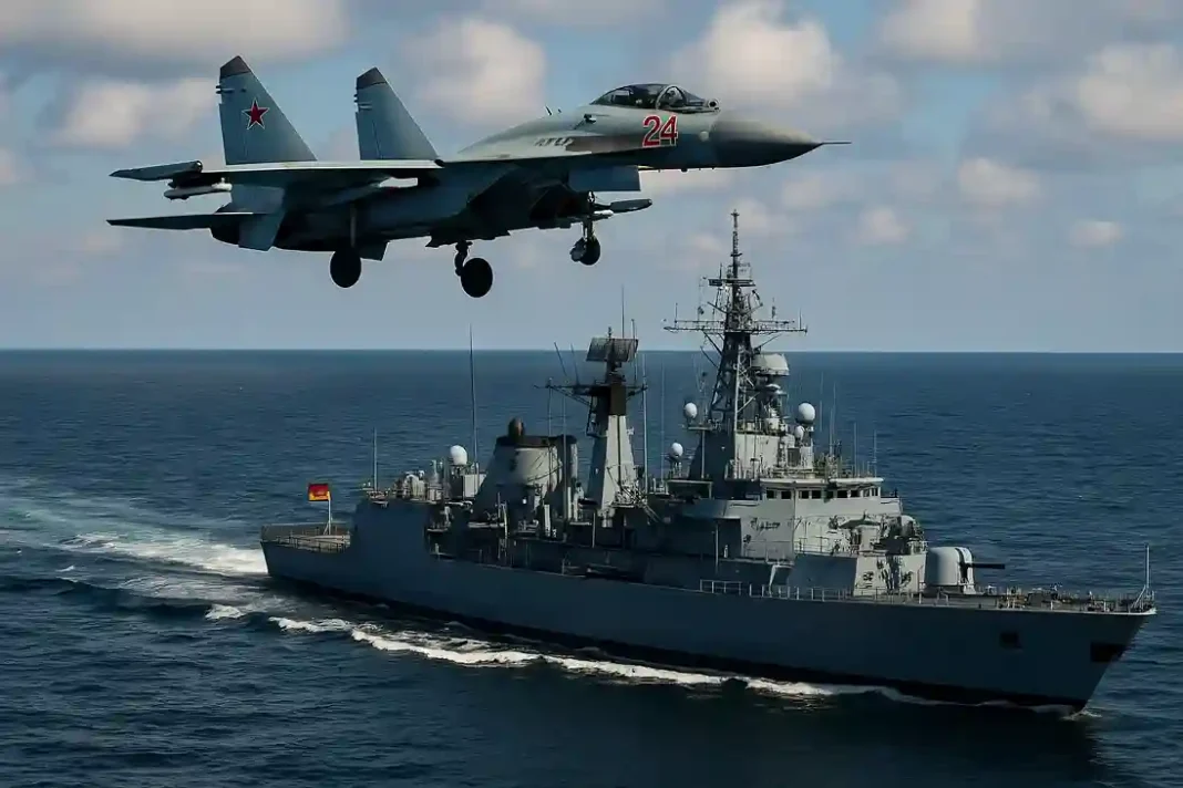 Russische Militärflugzeuge über der deutschen Fregatte in der Ostsee, NATO-Reaktion auf Provokationen.