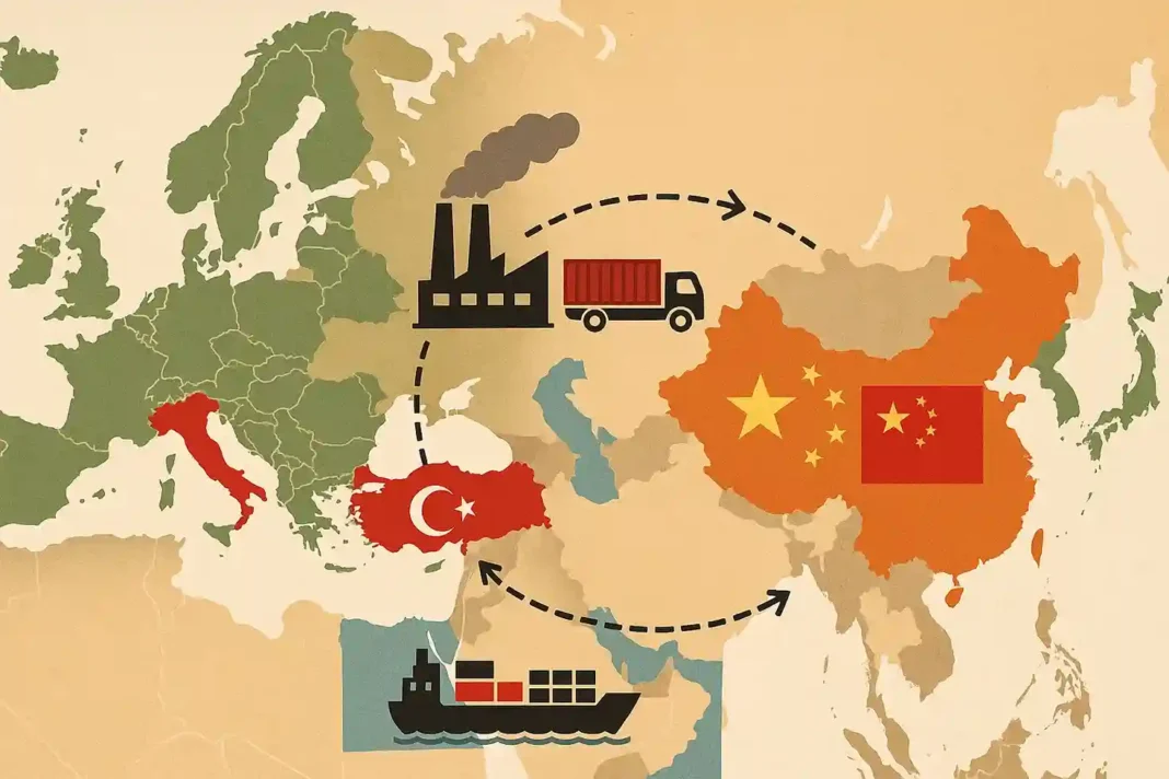 Luftaufnahme von Frachtschiffen und Containern: Türkei als neues Zentrum globaler Lieferketten 2025