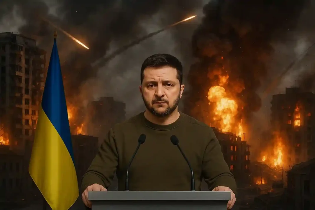 ussische Drohnenangriffe und Raketenangriffe auf ukrainische Städte 2025