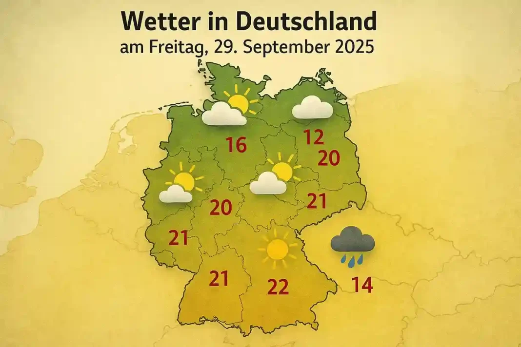 Wetter in Deutschland am 29. September 2025: Sonne, Wolken, Regen und Temperaturen in Berlin, München und anderen Städten.