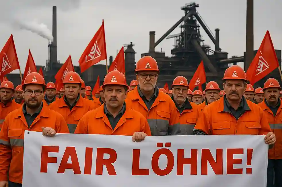 Lohnerhöhung in der deutschen Stahlindustrie Erhöhung der Löhne in der Stahlindustrie Deutschland 2025, IG Metall und