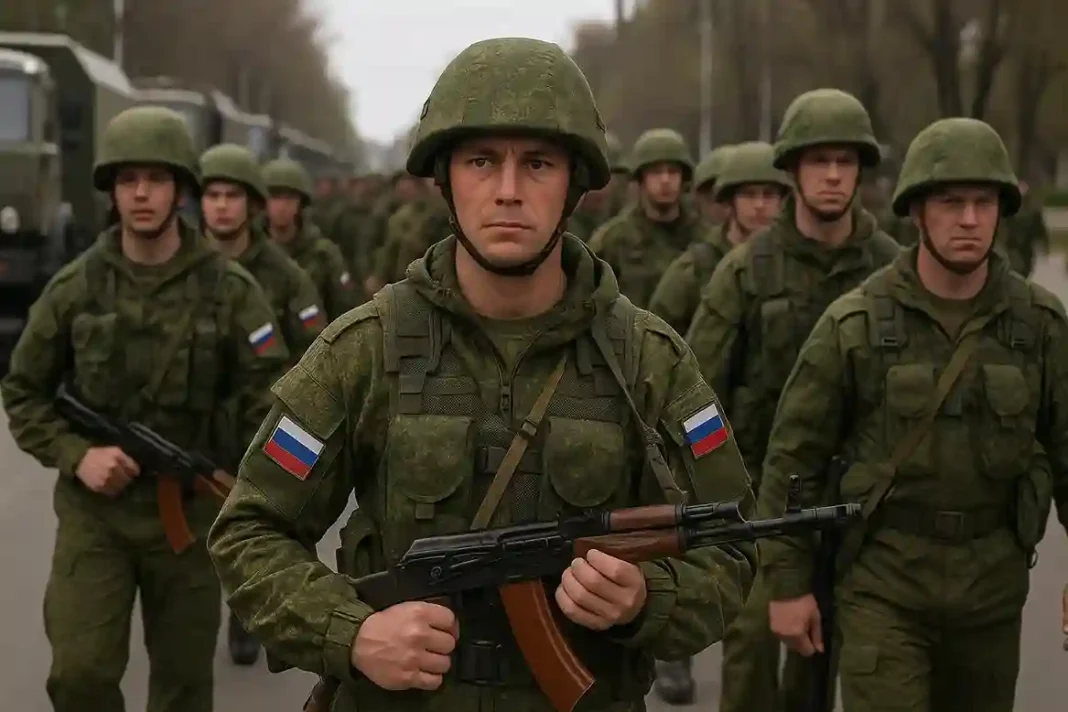 Russlands größte Rekrutierungskampagne seit Jahren Russische Soldaten bei einer Militärparade in Moskau während der neuen Rekrutierungskampagne 2025.Russische Soldaten bei einer Militärparade in Moskau während der neuen Rekrutierungskampagne 2025.
