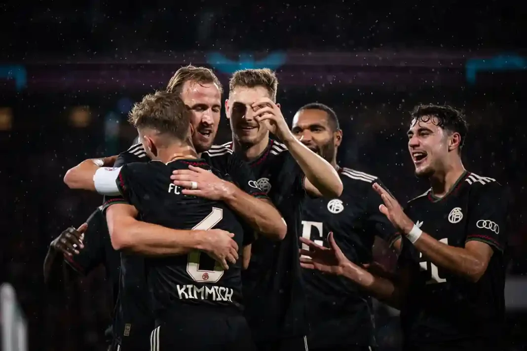 Harry Kane jubelt nach seinem Tor für Bayern München gegen den 1. FC Köln im DFB-Pokal 2025.