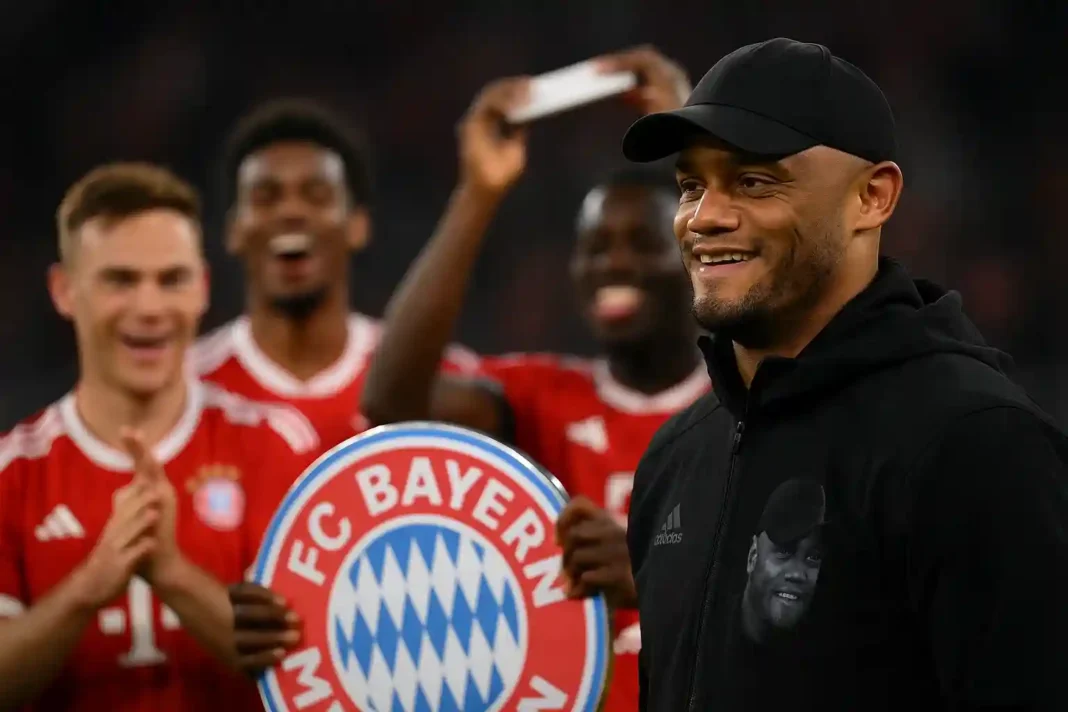 Bayern München erzielt Rekordsieg gegen Köln im DFB-Pokal 2025, Spieler feiern nach dem 4-1 Auswärtssieg.