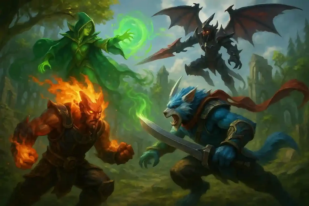 Dota 2 Helden kämpfen auf der Karte, strategisches Gameplay und Teamarbeit im Fokus