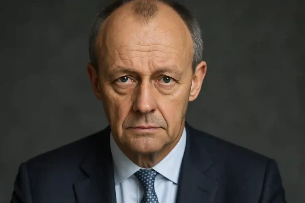 Friedrich Merz bei einer Rede über EU-Sanktionen und deutsche Politik 2025