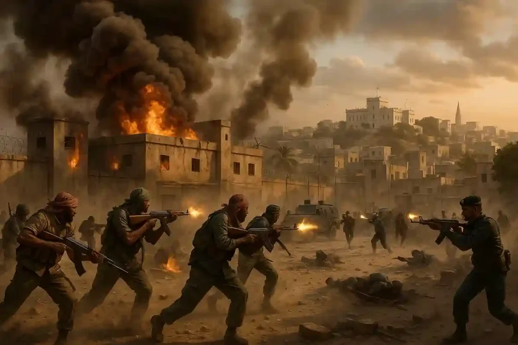 Rauch und Feuer nach Angriff auf Gefängnis in Mogadischu