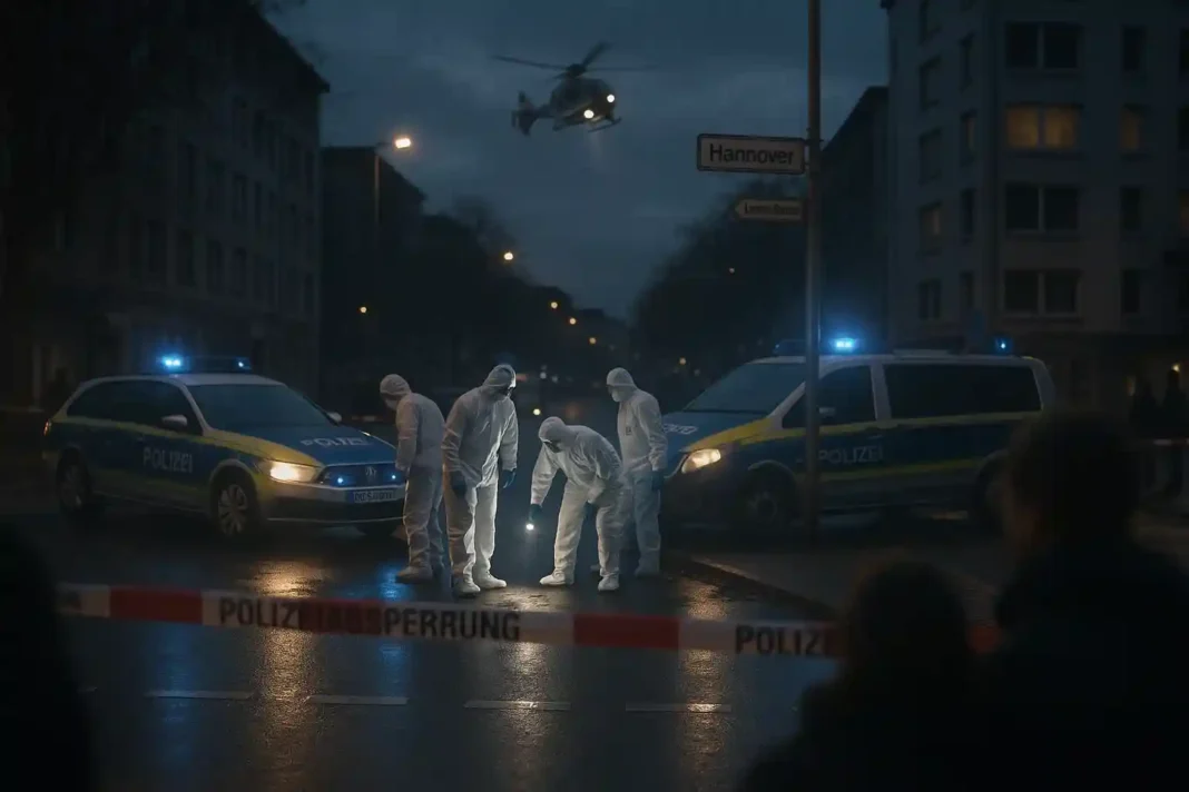Polizeieinsatz nach Schießerei in Hannover auf der Vahrenwalder Straße, Ermittler sichern den Tatort