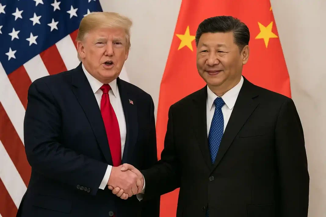 trump-xi-handelsdeal Trump und Xi Jinping beim Handelsabkommen 2025, Gespräche über Zölle, Sojabohnen und seltene Erden