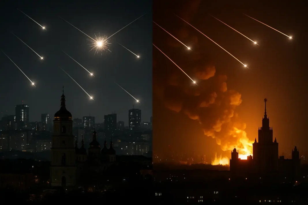 Luftabwehr der Ukraine zerstört russische Drohnen während eskalierender Drohnenangriffe gegen Russland 2025