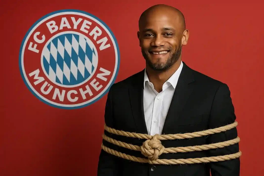 Vincent Kompany posiert nach der Vertragsverlängerung beim FC Bayern München bis 2029