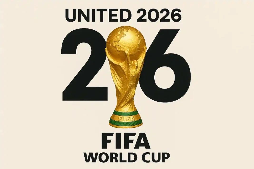 Teams, die sich für die FIFA-Weltmeisterschaft 2026 qualifiziert haben, mit Flaggen der teilnehmenden Nationen