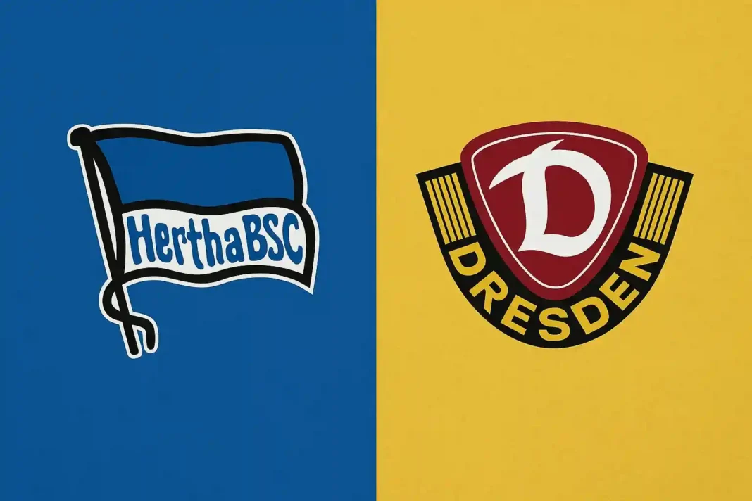 **Alternativtext:** Hertha BSC Berlin gegen Dynamo Dresden im Olympiastadion während der 2. Bundesliga 2025 – spannendes Duell zwischen Traditionsvereinen.