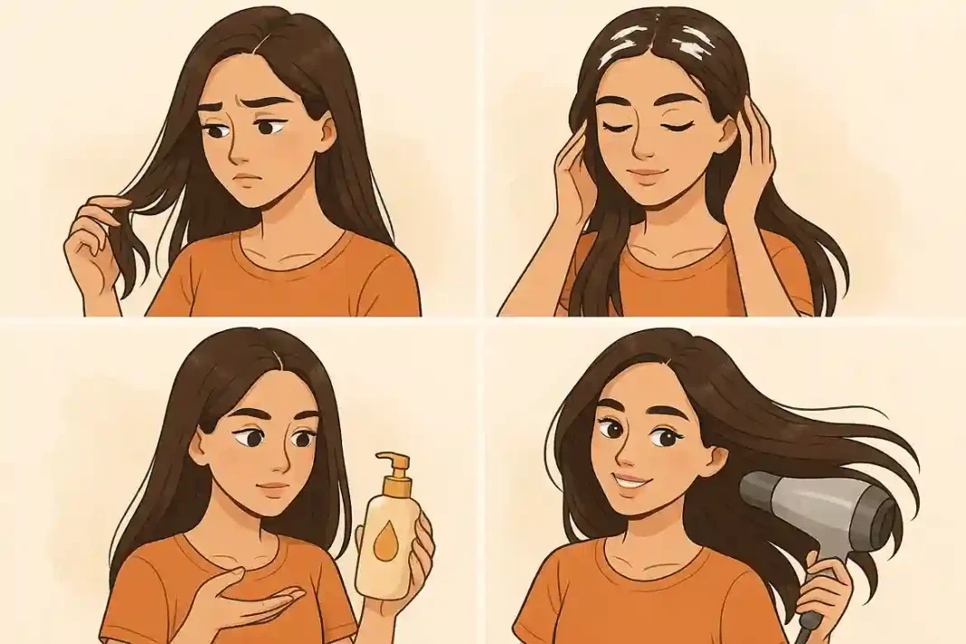 Alternativtext: Pflege und Schutz für trockenes Haar – Tipps gegen Haarbruch, Spliss und Glanzverlust.