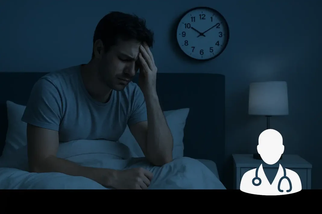 Person wacht zwischen zwei und drei Uhr nachts auf – mögliches Warnsignal für Stress, Schlafstörungen und hormonelle Dysbalance.