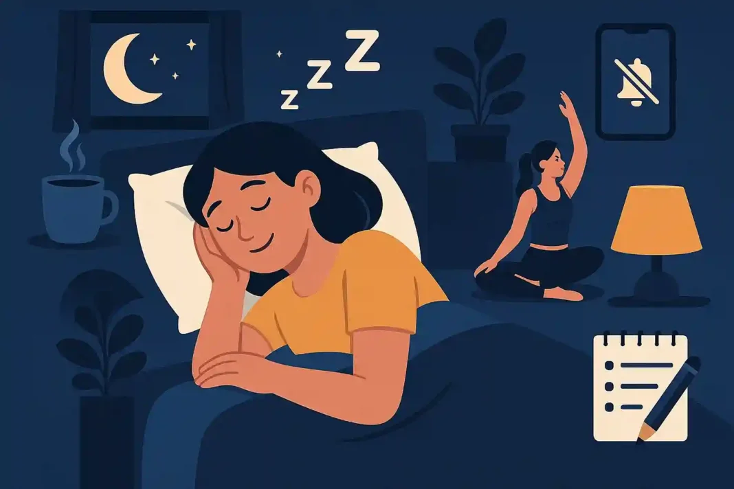 abendroutine-schlaf-verdauung Ein entspannter Abend: Person sitzt nach dem Abendessen ruhig, bereit für gesunden Schlaf und bessere Verdauung.