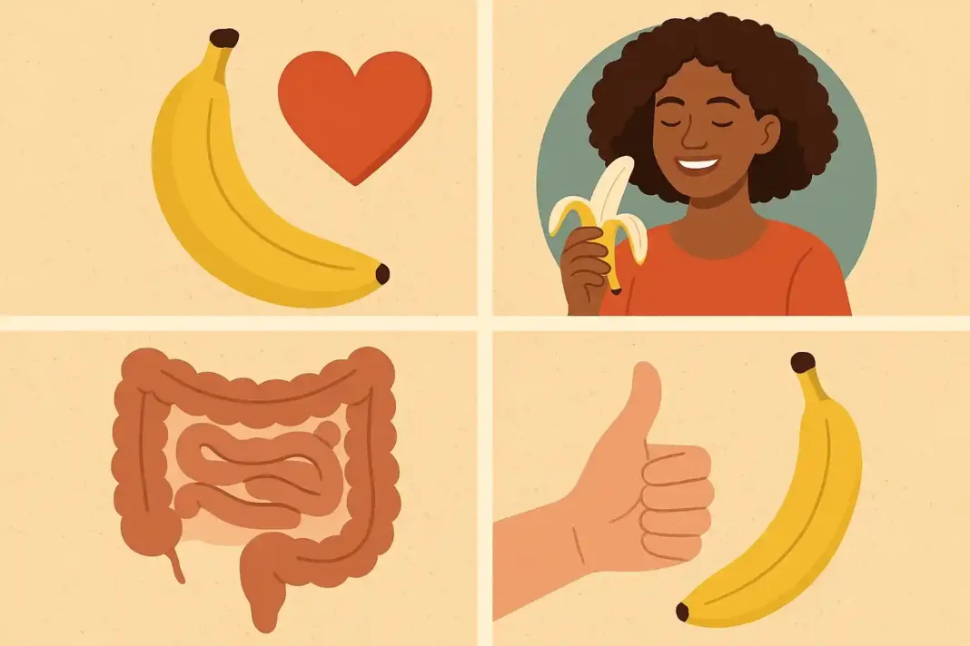 Reife gelbe Bananen auf einem Holzbrett – gesunde Frucht mit wichtigen Nährstoffen und überraschenden Gesundheitsvorteilen