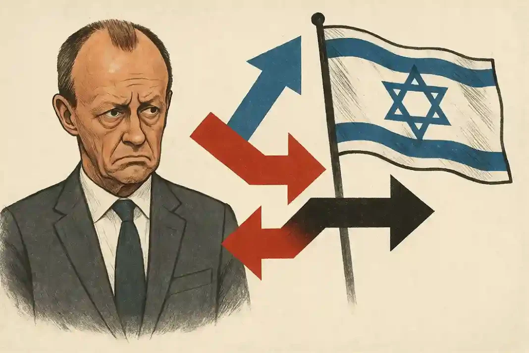 berlin-israel-drohnen-kauf Friedrich Merz spricht auf CDU-Parteiveranstaltung, symbolisiert Debatte über Drohnenkauf und deutsche Israelpolitik.