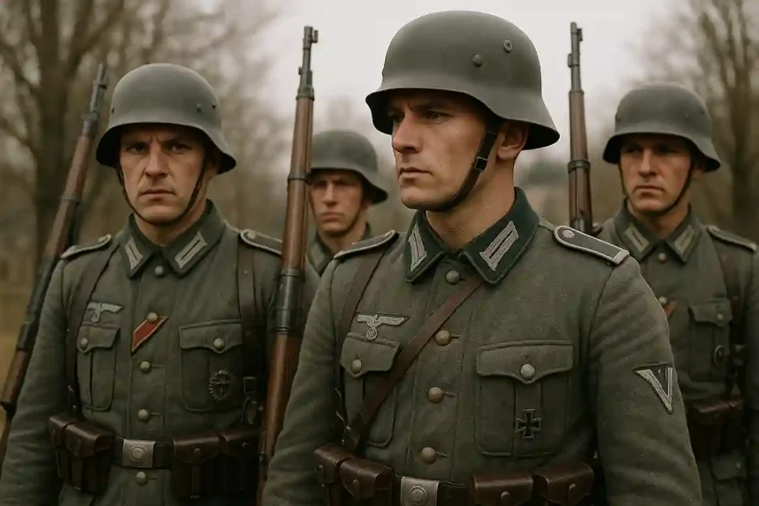 Soldaten der Bundeswehr bei Vereidigung vor dem Bundestag, Symbol für Deutschlands militärische Modernisierung