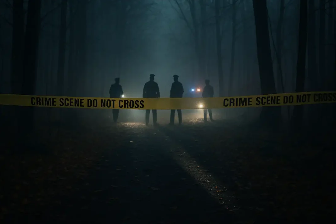 Fund einer Frauenleiche im Forstenrieder Park in München, Polizei sichert den Tatort