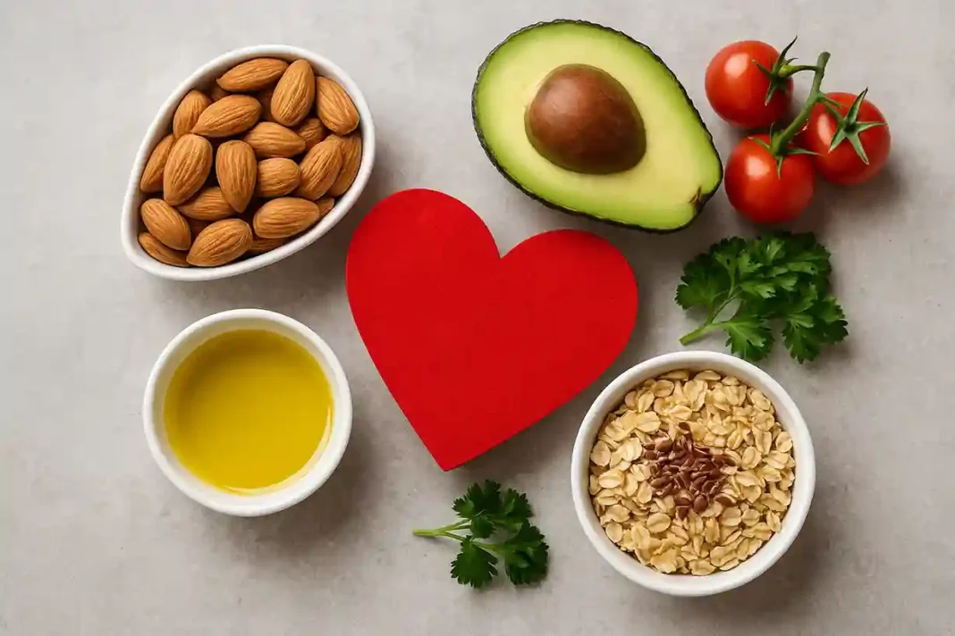 Illustration von herzgesunden Lebensmitteln reich an Kalium, Magnesium und Omega-3