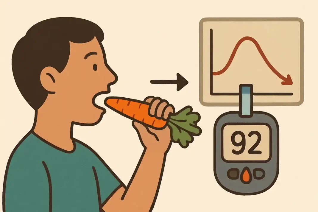 Karotten auf einem Teller, gesund für Blutzucker und Darm