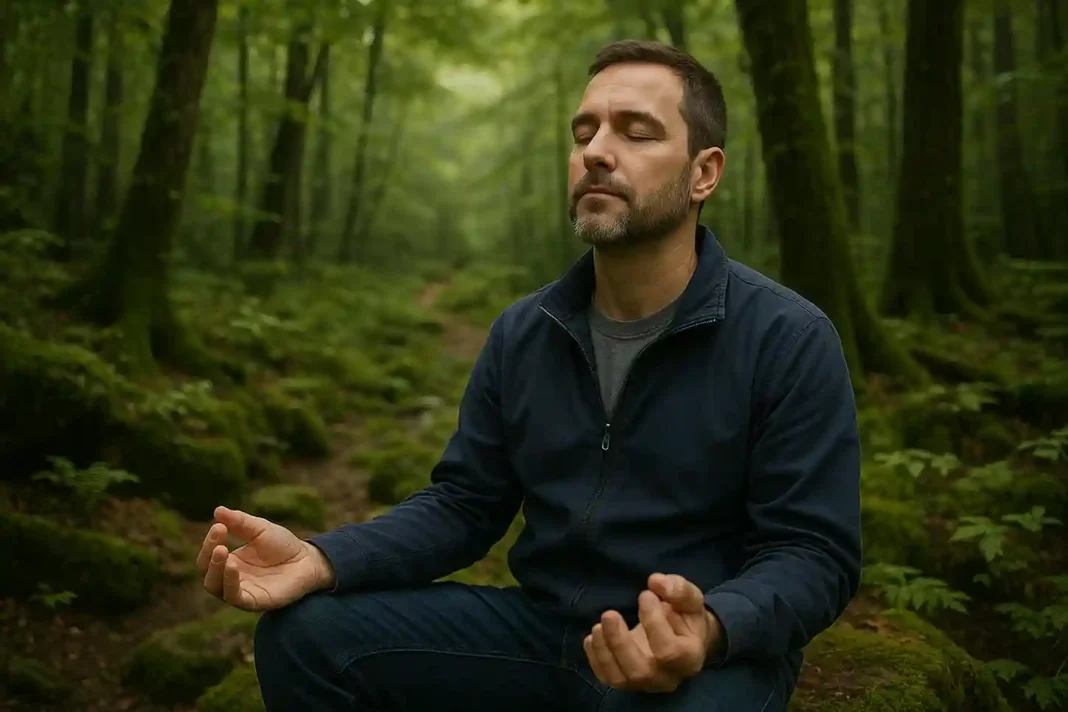 natur-gehirn-erholung-berman Person spaziert im grünen Park, symbolisch für mentale Erholung und verbesserte Konzentration durch Natur