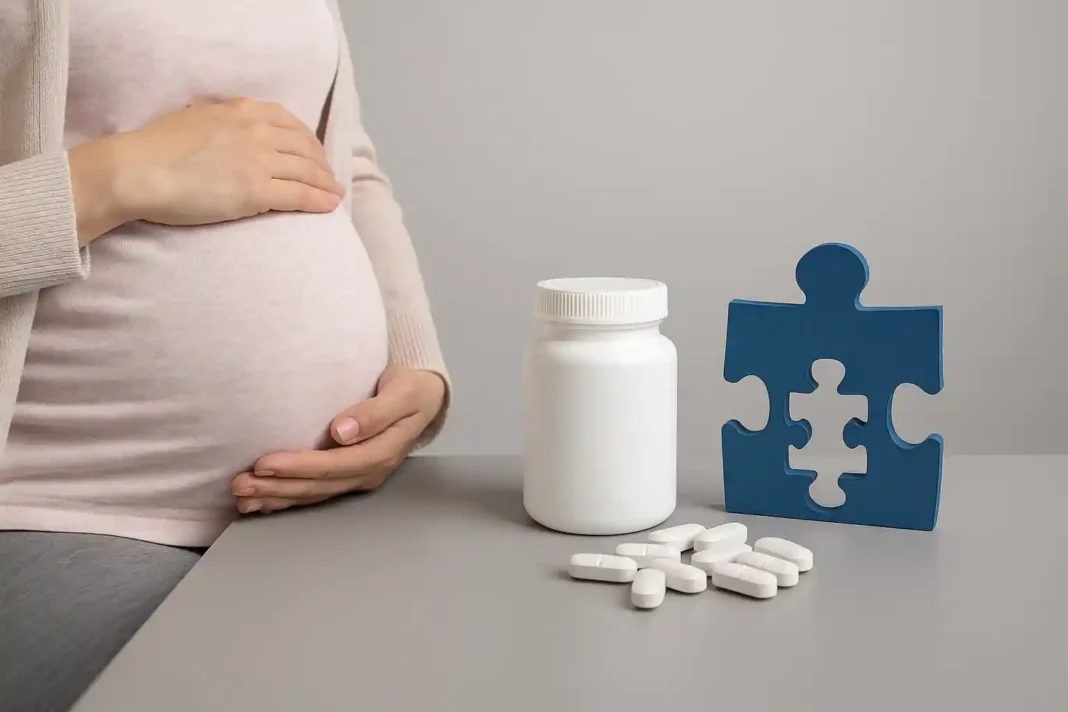 paracetamol-schwangerschaft-autismus Schwangere Frau nimmt Paracetamol zur Schmerzbehandlung, ohne erhöhtes Autismus-Risiko für das Kind