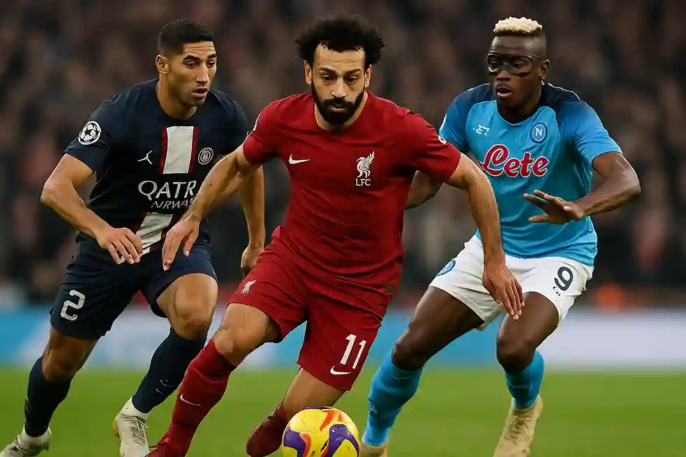 salah-hakimi-osimhen-caf2025 Mohamed Salah, Achraf Hakimi und Victor Osimhen als Kandidaten für den CAF Award 2025