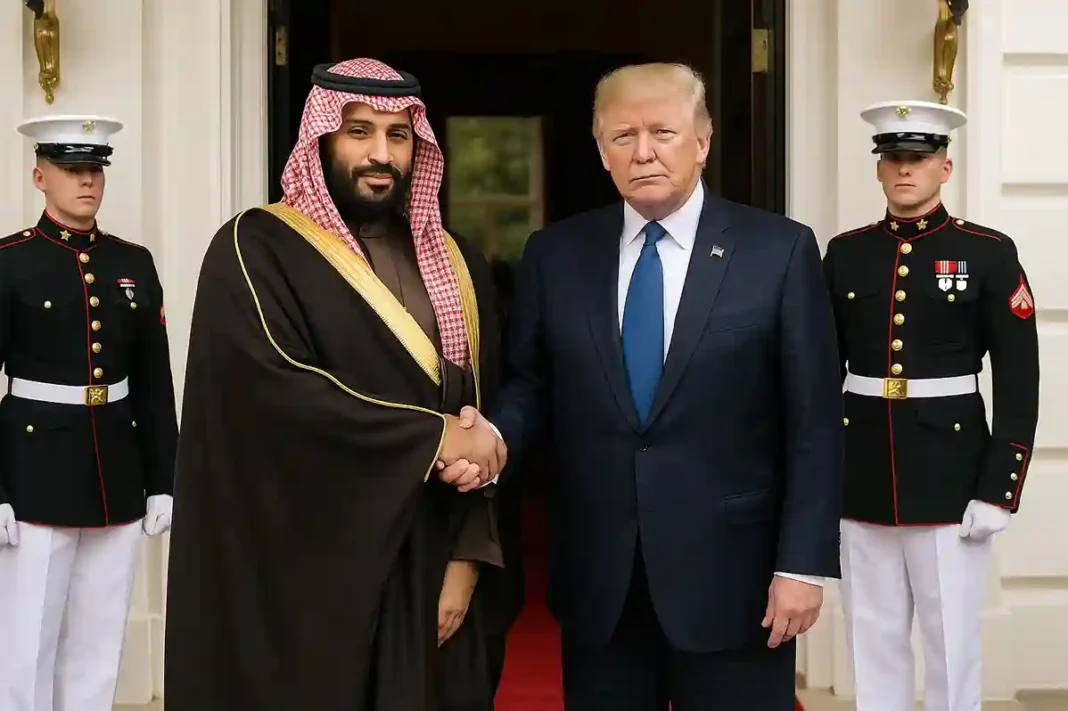 Donald Trump begrüßt Mohammed bin Salman im Weißen Haus während Gesprächen über F-35-Jets und milliardenschwere Investitionsdeals.