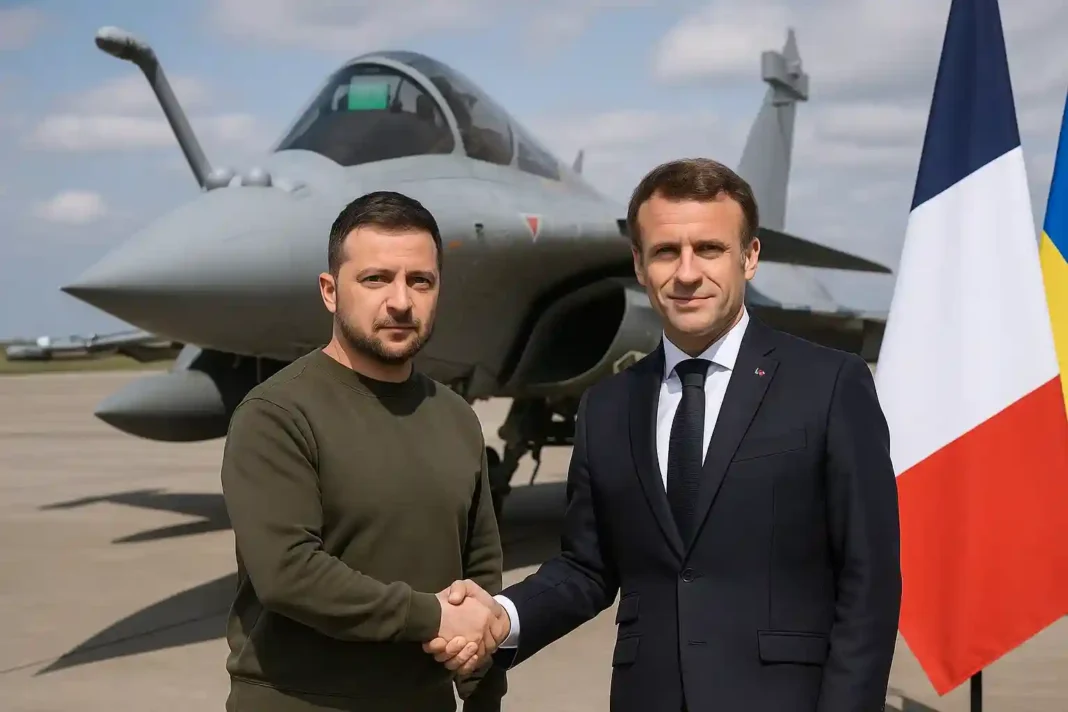 Präsidenten Selenskyj und Macron bei Unterzeichnung des Rafale-Kaufvertrags in Paris, Frankreich, November 2025