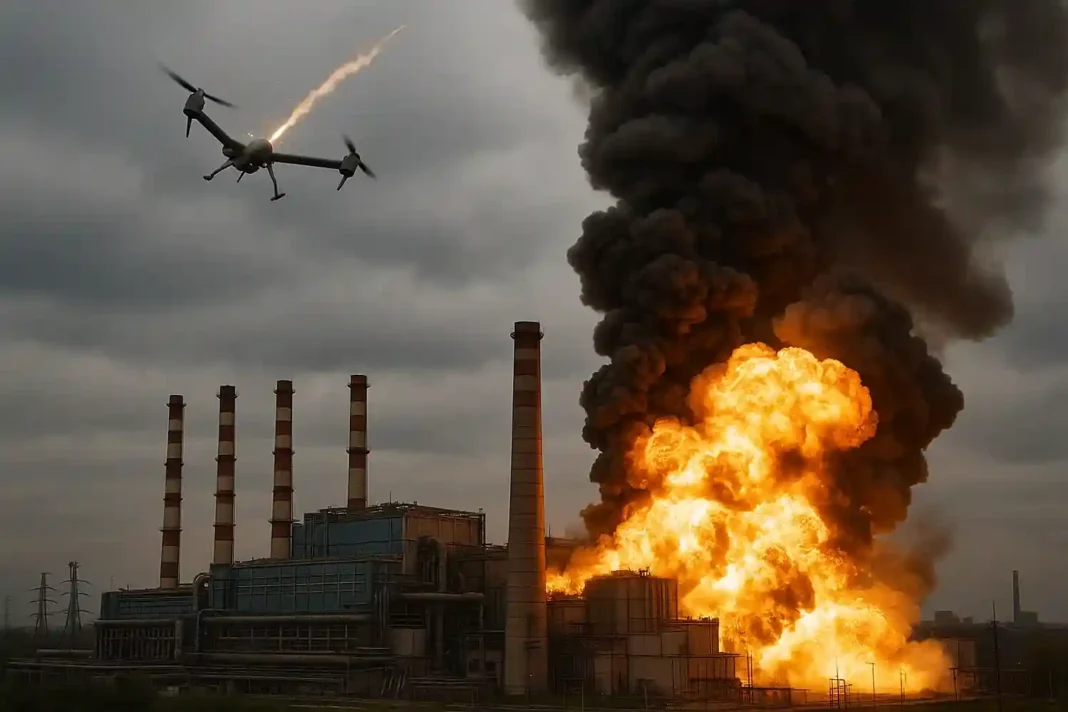 Drohnenangriff auf Riazan-Ölraffinerie in Russland mit Brand und Explosionen nach ukrainischem Angriff