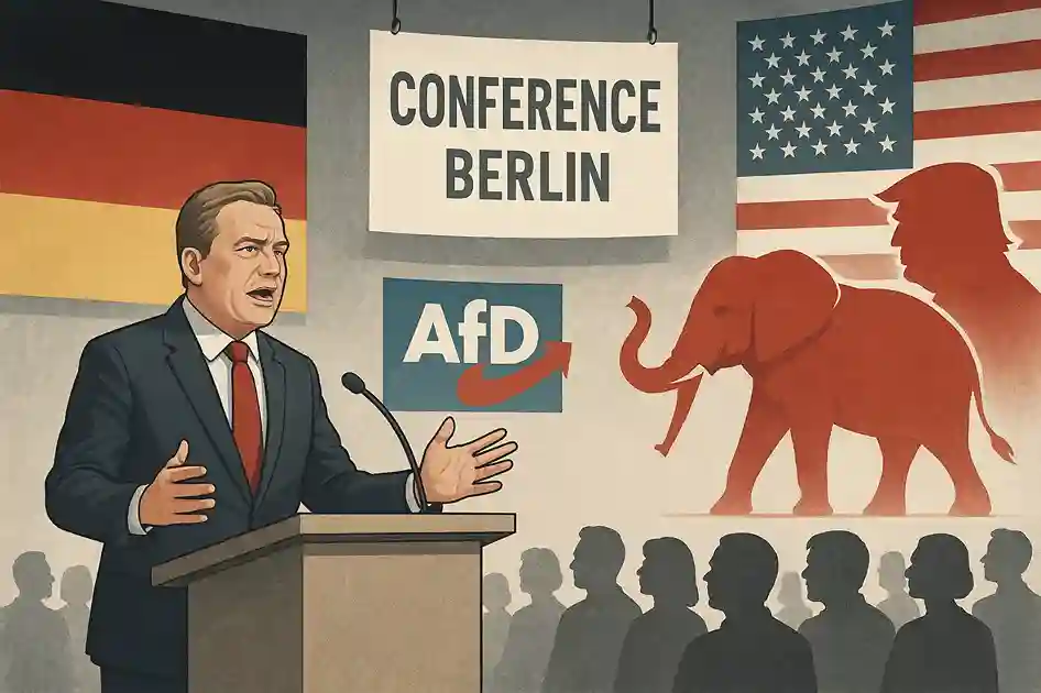 afd-trump-maga-berlin-konferenz-2025 MAGA-Kappe und Donald Trump als Symbol für AfD-Nähe zur Trump-Bewegung