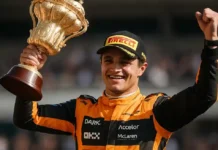 Lando Norris triumphiert als F1-Weltmeister 2025 in Abu Dhabi Lando Norris jubelt mit F1-Weltmeistertrophäe in Abu Dhabi