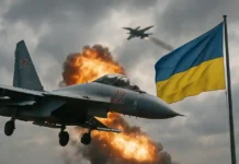 Russland vs Ukraine: Drohnenangriffe eskalieren vor Berlin-Gipfel „Russische und ukrainische Drohnenangriffe über der Ukraine mit zerstörten Gebäuden und Militärszenen“