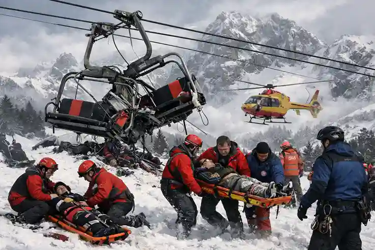 sessellift-unfall-zabljak-montenegro Rettungskräfte bergen verletzte Touristen nach Sessellift-Unfall in Zabljak, Montenegro