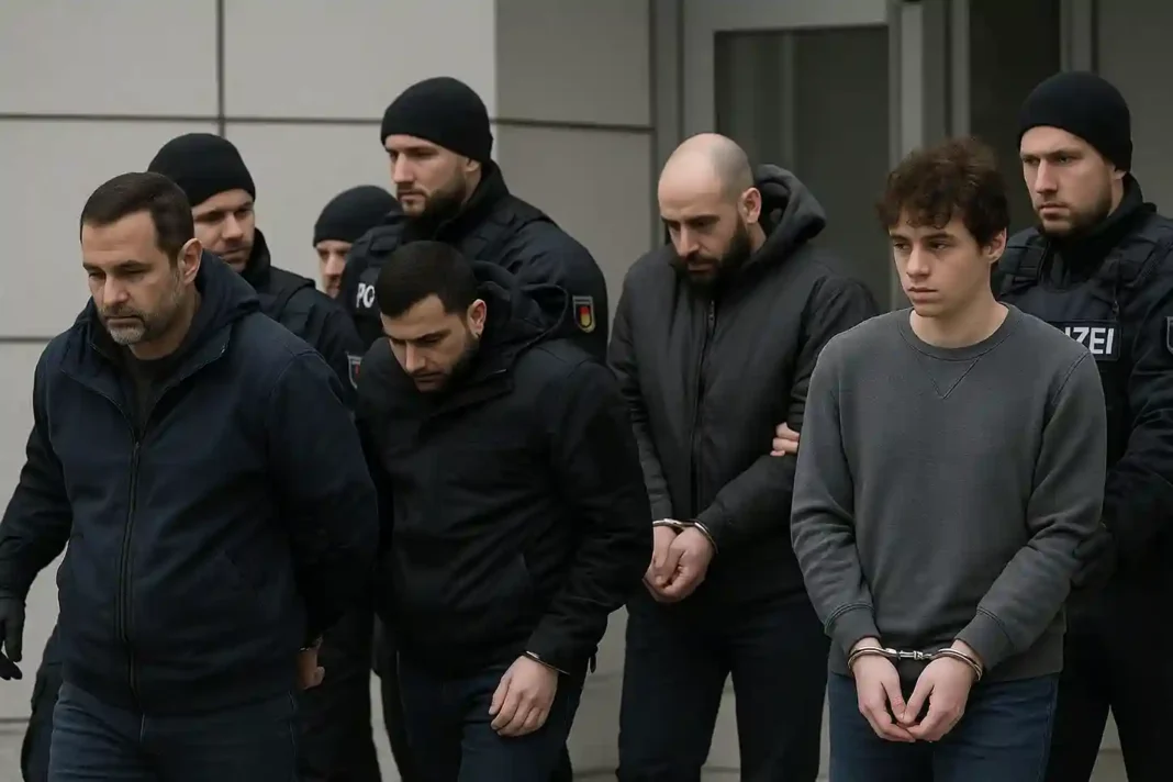 Polizeikräfte sichern Bereich nahe eines Weihnachtsmarkts in Bayern nach Terrorverdacht