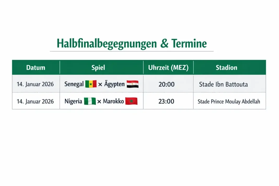 Ägypten und Nigeria stehen im AFCON 2025 Halbfinale – Spieltermine, Begegnungen & Highlights.