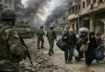 Aleppo: Armee kontrolliert Sheikh Maqsoud – Kämpfe dauern an Syrische Soldaten sichern den Stadtteil Sheikh Maqsoud in Aleppo nach heftigen Kämpfen mit der SDF