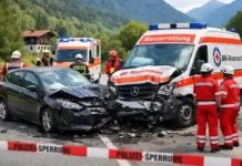 Schwerer Unfall in Bischofswiesen: Ford kollidiert mit Wasserrettung Ford kollidiert frontal mit Wasserrettungsfahrzeug der BRK in Bischofswiesen