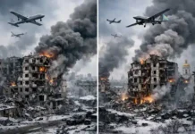 Russland-Ukraine: Drohnenangriffe auf Voronezh und Kyiv Chaos Drohnenangriffe in Voronezh und beschädigte Gebäude in Kyiv während des Konflikts