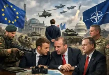 Europas Sicherheit: Realistische Verteidigung statt Illusionen Europäische Flagge neben US-Flagge als Symbol für militärische Abhängigkeit