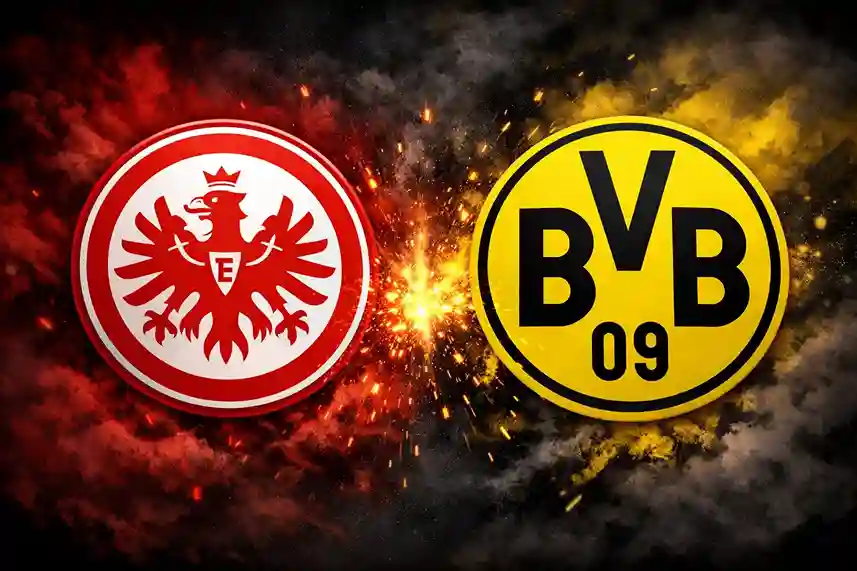 frankfurt-dortmund-bundesliga-topspiel-2026 Eintracht Frankfurt gegen Borussia Dortmund in der Commerzbank-Arena beim Bundesliga-Topspiel