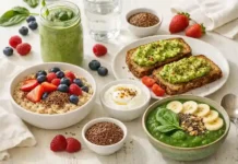 Herzgesund frühstücken: Blutdruck natürlich stabilisieren Tipps „Gesundes Frühstück für Bluthochdruck-Patienten mit Haferflocken, Beeren und Avocado“