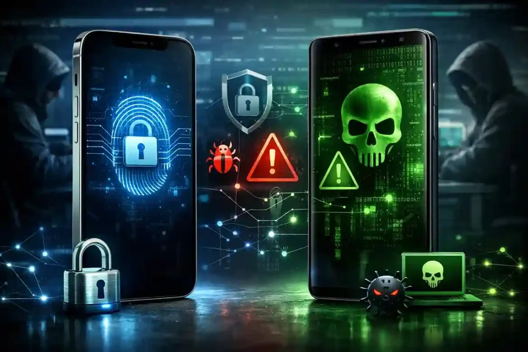 Smartphones iPhone und Android im Vergleich der Sicherheit vor Malware und Hackerangriffen