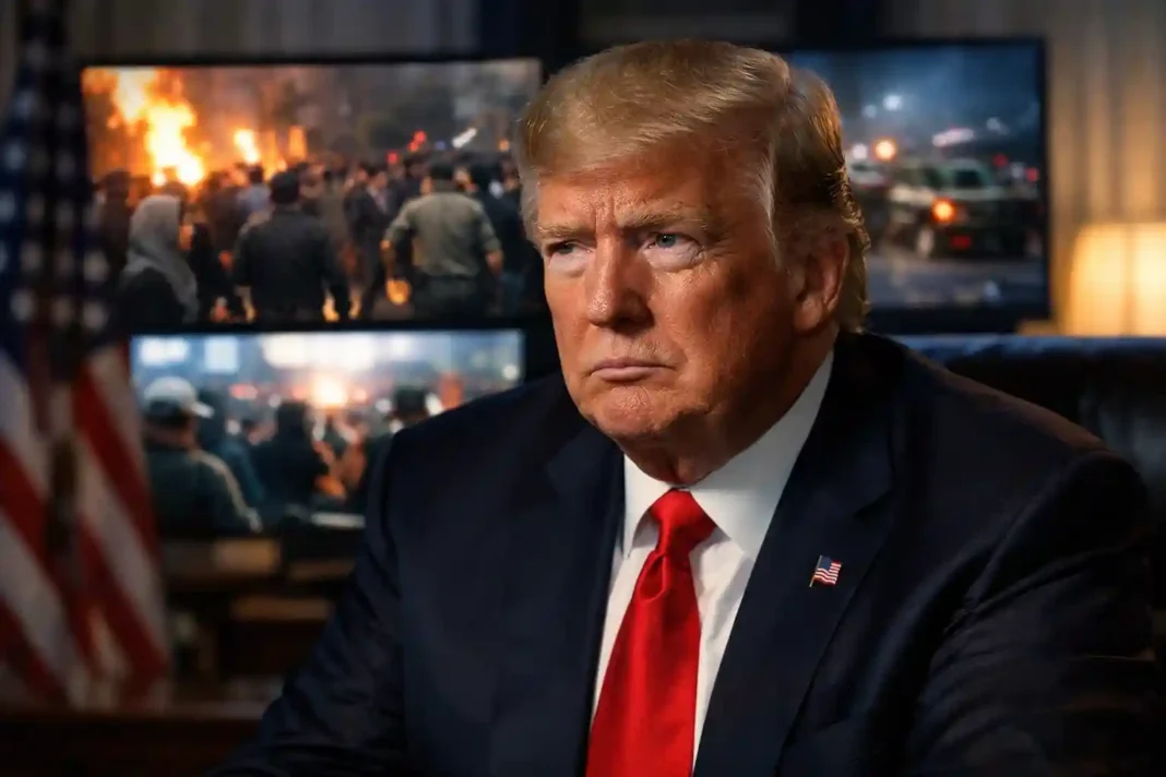 iran-proteste-trump-europa-druck Donald Trump im Weißen Haus während Gesprächen zur Iran-Krise 2026