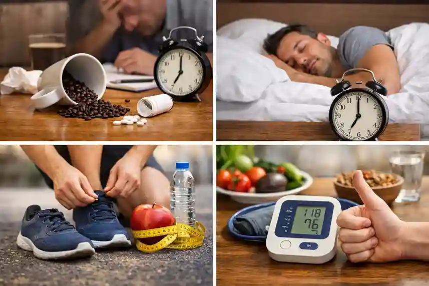 kaffee-verzicht-30-tage Eine Tasse Kaffee auf einem Holztisch, Symbol für Kaffeeverzicht und gesunde Lebensweise